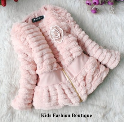 Girls pink fur coat