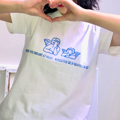 Free Shipping-"WHEN YOU DREAMT AT NIGHT, WOULD YOU BE IN HEAVEN OR HELL" TEE