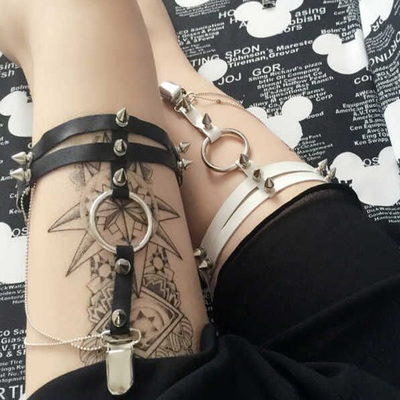 Goth Harajuku Rivet Studded Leg Garter Belt Suspender