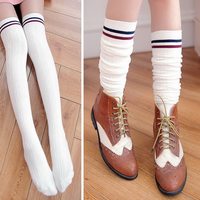 Warm Cotton Thigh High Stripes Long Stocking Socks - Thumbnail 2