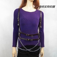 Sexy Harajuku Leather Double Row Waist Belt Body Belt Accessories - Thumbnail 1
