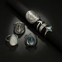 7 Pieces Set Antiuqe Silver Water Drop Rings - Thumbnail 1
