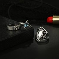 7 Pieces Set Antiuqe Silver Water Drop Rings - Thumbnail 4