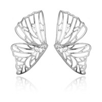 Gold Whimsical Butterfly Wings Stud Earrings - Thumbnail 2
