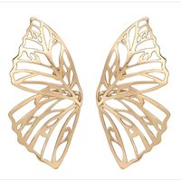 Gold Whimsical Butterfly Wings Stud Earrings - Thumbnail 3