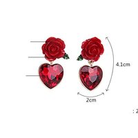 Red Rose and Heart Earrings - Thumbnail 1