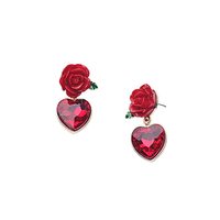 Red Rose and Heart Earrings - Thumbnail 2