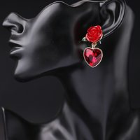 Red Rose and Heart Earrings - Thumbnail 3