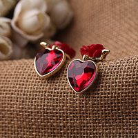 Red Rose and Heart Earrings - Thumbnail 4