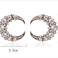 Crescent Moon Rhinestone Earrings - Thumbnail 1