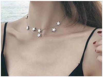 Silver Multi Layer Stars Necklace