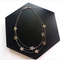 Silver Multi Layer Stars Necklace - Thumbnail 2