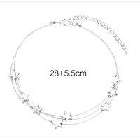 Silver Multi Layer Stars Necklace - Thumbnail 3