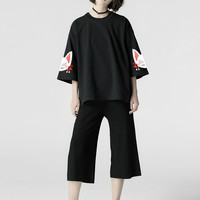 Harajuku Kawaii Black and White Cat Print Shirt - Thumbnail 2