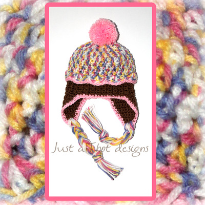 Crochet cupcake hat multi-color pink