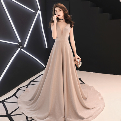 Simple v neck long prom dress, simple evening dress - Thumbnail 5