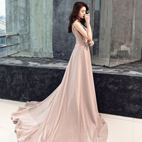 Simple v neck long prom dress, simple evening dress - Thumbnail 3