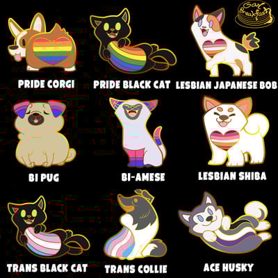 Pride pets enamel pin