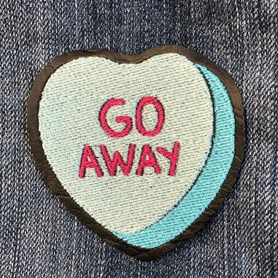GO AWAY conversation heart patch
