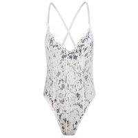 Sexy Spaghetti Strap Romper Bodysuit Lingerie in Black and White - Thumbnail 4