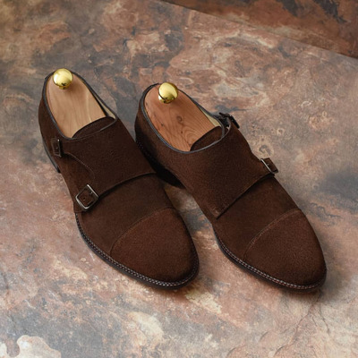 Handmade brown monk shoes, formal double monk shoes, dress shoes - Thumbnail 5