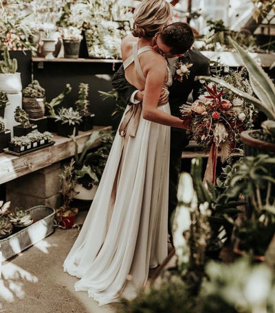 Vintage Boho Wedding Dresses Bridal Gown with Sash