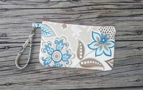 Teal/Brown Wristlet