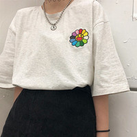 Colored Sunlower Embroidery Tee - Thumbnail 2