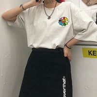 Colored Sunlower Embroidery Tee - Thumbnail 1