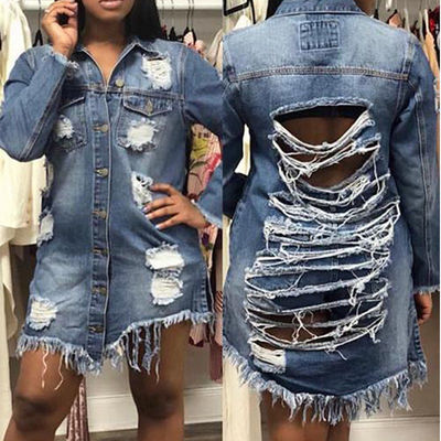 Denim ripped accent jacket-tde - Thumbnail 5