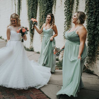 Mismatch Plus Size Sage Spaghetti Straps Floor Length Bridesmaid Dresses - Thumbnail 1