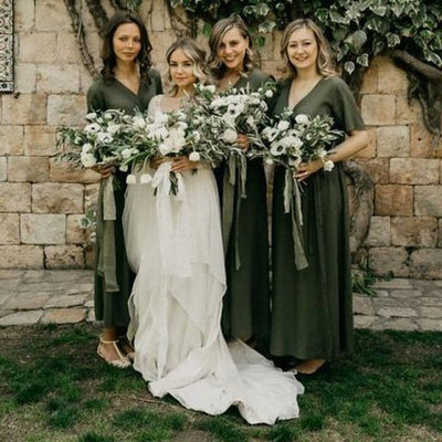 Dark green ankle length bridesmaid dresses - Thumbnail 4