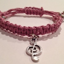 Friendship bracelet - (Kids) pink with music note charm
