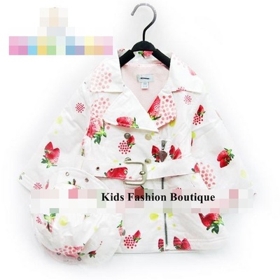 Girls strawberry jacket with belt & hat