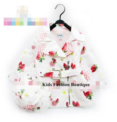Girls strawberry jacket with belt & hat