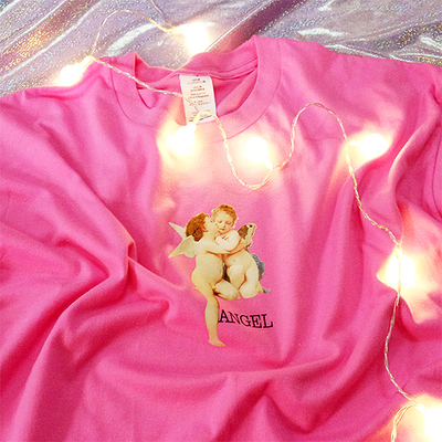 CUPID ANGELS T SHIRT IN PINK 