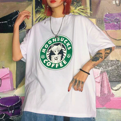 Moonbucks coffee sailor moon printed tee