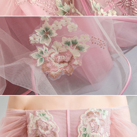 Pink tulle lace long prom dress, sweet 16 dress - Thumbnail 4