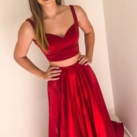 Sexy Two Piece Red Prom Dresses for Women - Thumbnail 1