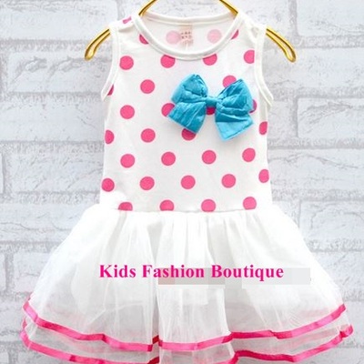 Girls pink polka dot dress. 100% cotton
