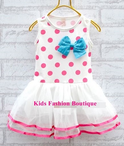 Girls pink polka dot dress. 100% cotton