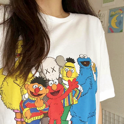Kawaii sesame street elmo printed tee