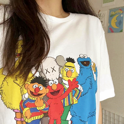 Kawaii Sesame Street Elmo Printed Tee