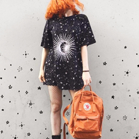 Galaxy Moon Star Sun Black Tee - Thumbnail 3