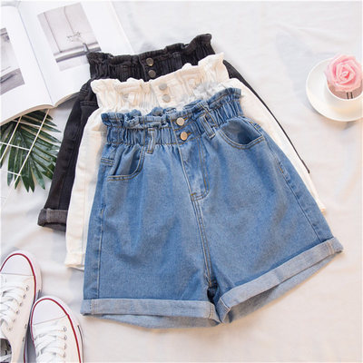 High waist denim shorts - Thumbnail 4