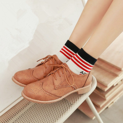 Lace up round toe vintage retro oxford shoes