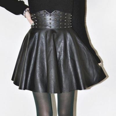Rivet high waist black skirt - Thumbnail 3