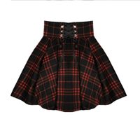 Plaid Lace up High Waist Gothic Skirt - Thumbnail 3