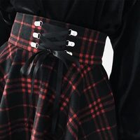 Plaid Lace up High Waist Gothic Skirt - Thumbnail 1