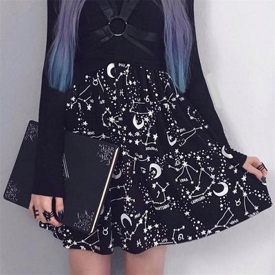 Zodiac star printed black skirt - Thumbnail 3